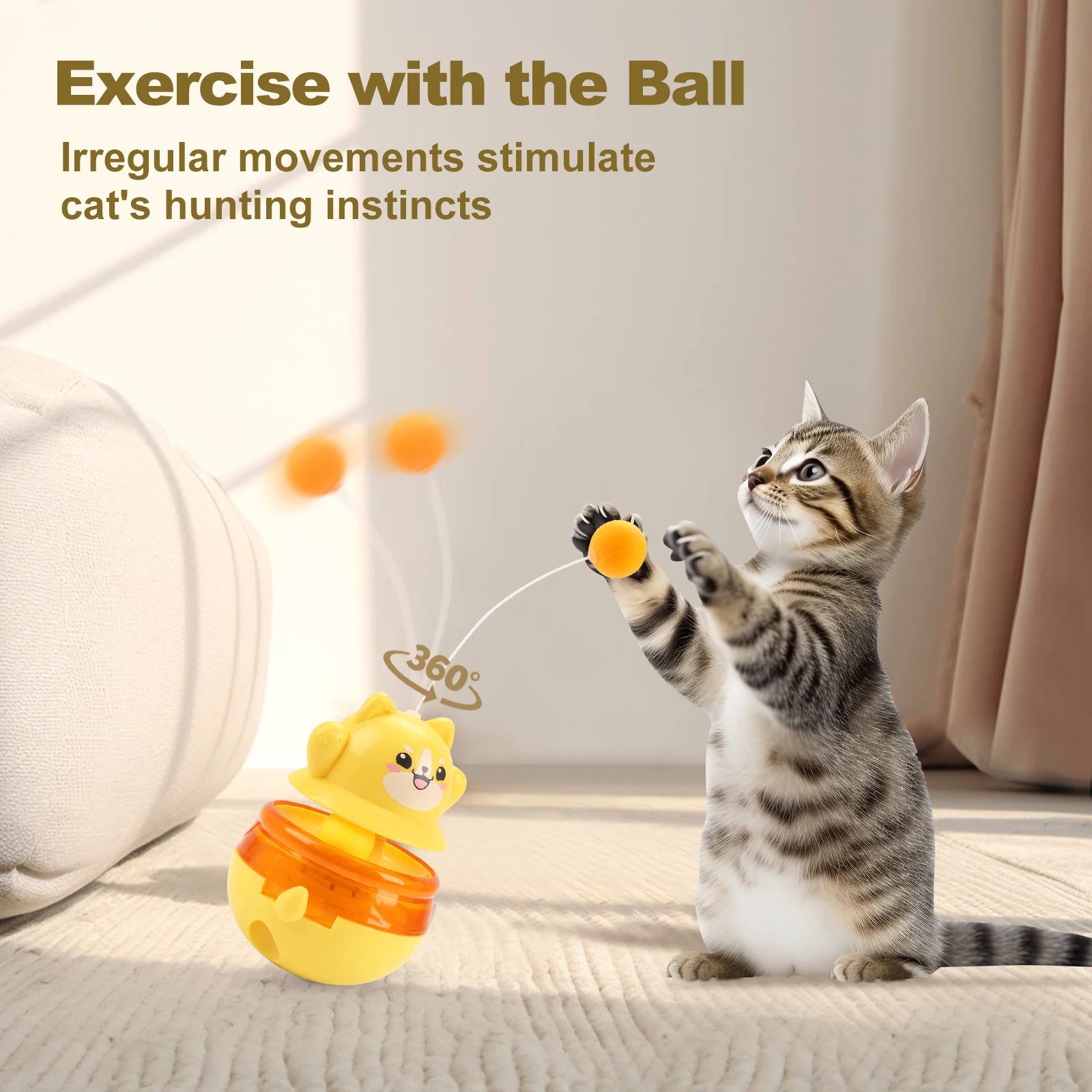 Cat Toy Funny Tumbler Toy Cat Self-Playing Top Ball Track Balls Leakage Food Toys 3 in 1 Interactive Toy for Kitten Pet Products