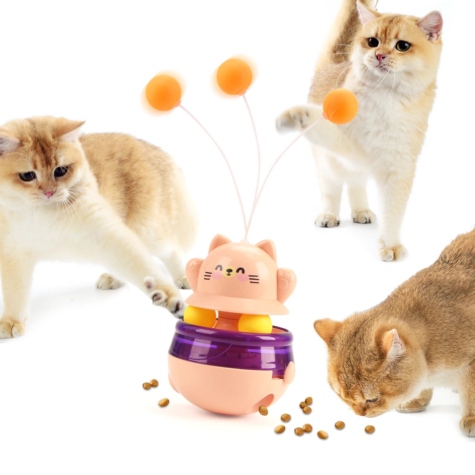 Cat Toy Funny Tumbler Toy Cat Self-Playing Top Ball Track Balls Leakage Food Toys 3 in 1 Interactive Toy for Kitten Pet Products