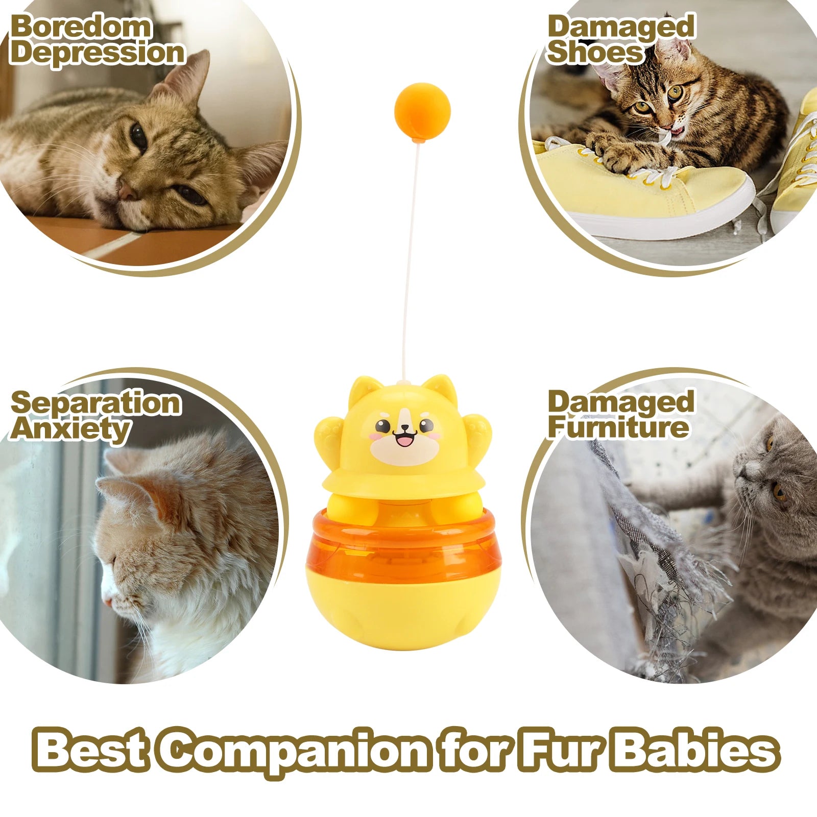 Cat Toy Funny Tumbler Toy Cat Self-Playing Top Ball Track Balls Leakage Food Toys 3 in 1 Interactive Toy for Kitten Pet Products