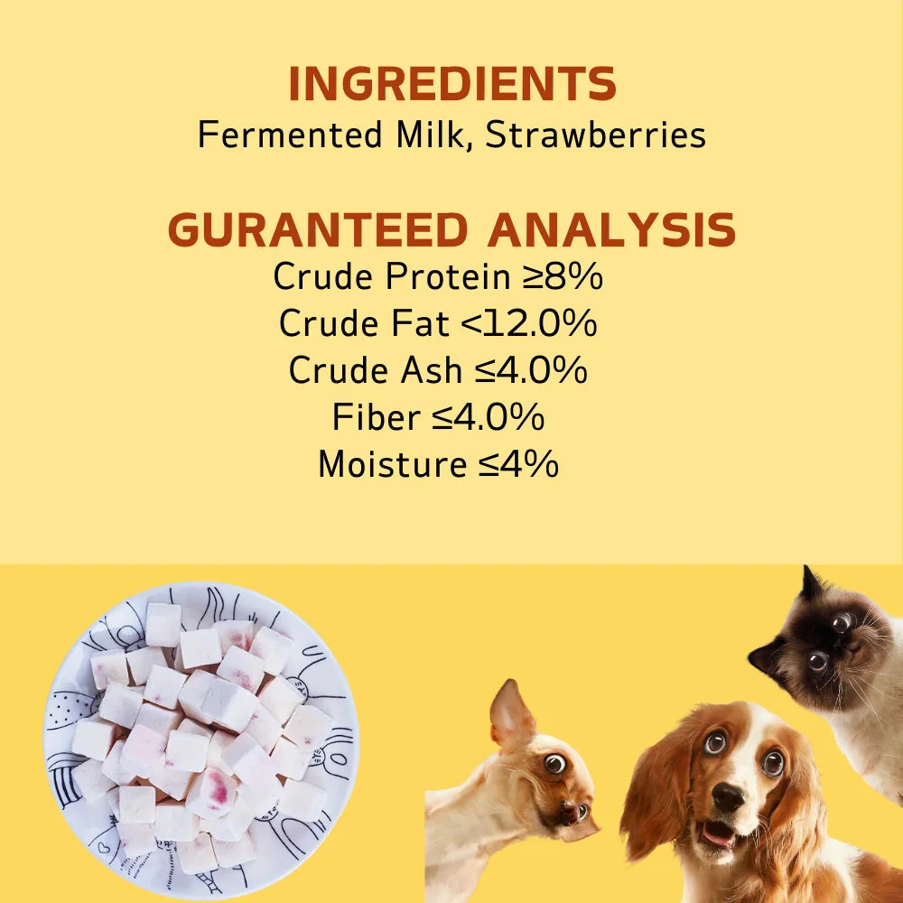 2-Pack(2 x 100g/3.53oz) Fruit Yogurt Cubes Dog Treats For Dogs Or Cats, Made With Yogurt And Fruit, Healthy