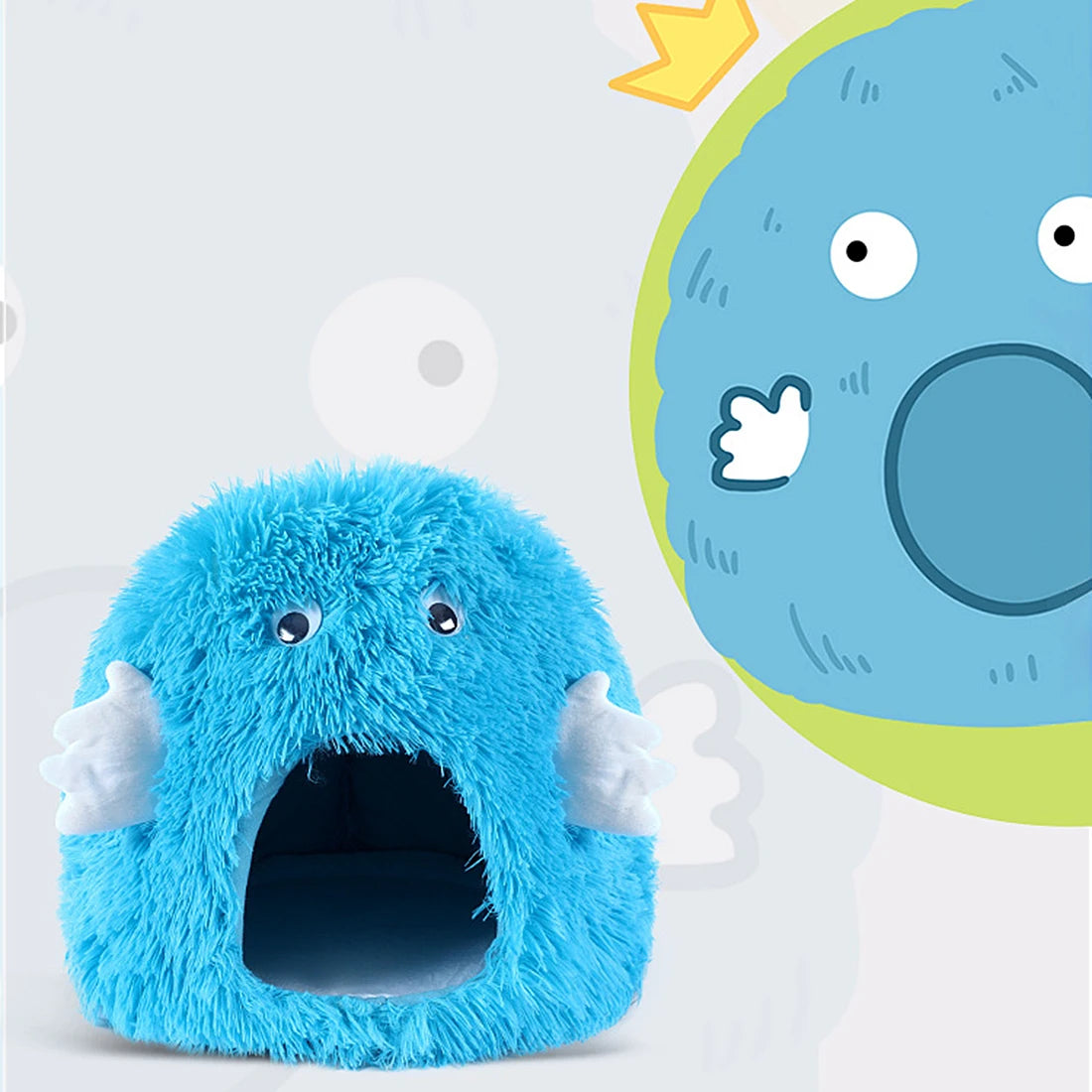 Cat Bed House Dog Kennel Cute Monster Cartoon Warm Plush Kitten Cushion Basket Tent Puppy Cave Nest Mat Bag Indoor Pet Supplies