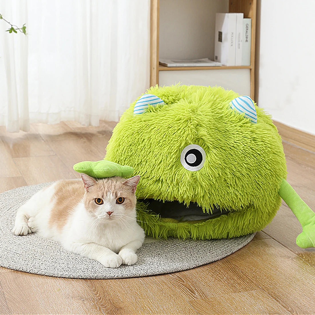 Cat Bed House Dog Kennel Cute Monster Cartoon Warm Plush Kitten Cushion Basket Tent Puppy Cave Nest Mat Bag Indoor Pet Supplies