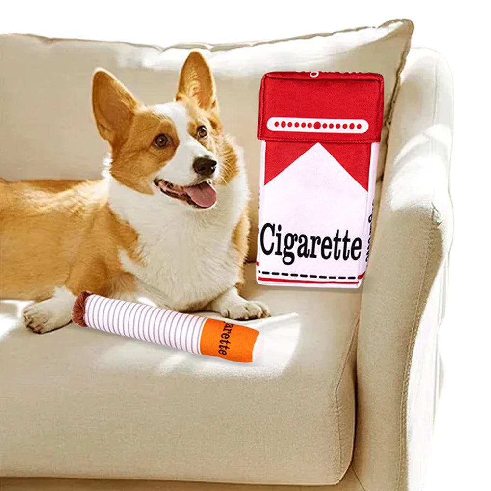 Cigarettes Dog Toy Dog Teething Toys Interactive Squeaky Cigar Toy Novelty Imitation Cigar Chew Toy for Small Medium Dogs