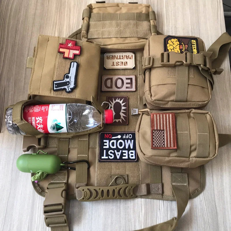 Tactical Vest Dog Clothing Large Dog Pet Chest Harness Vest Style Vest Detachable Outdoor Portable Comfortable Neck Protection