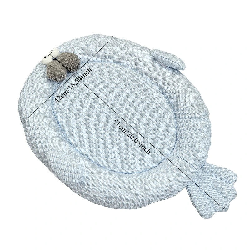 New Summer Pet Nest Dog Cat Villa Plush Pets Mattress Fish Shape Ice Silk Cool Mat Pet Kennel Cooling Bed House Pet Supplies