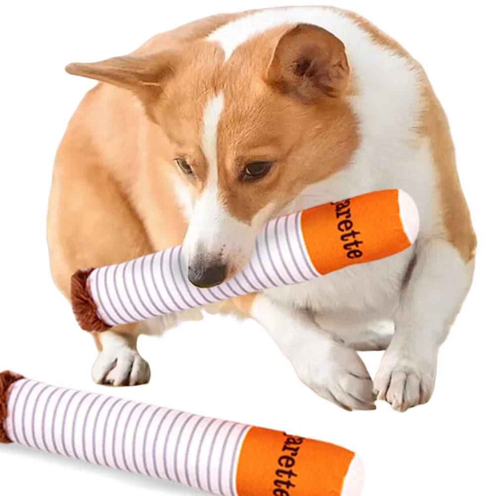 Cigarettes Dog Toy Dog Teething Toys Interactive Squeaky Cigar Toy Novelty Imitation Cigar Chew Toy for Small Medium Dogs