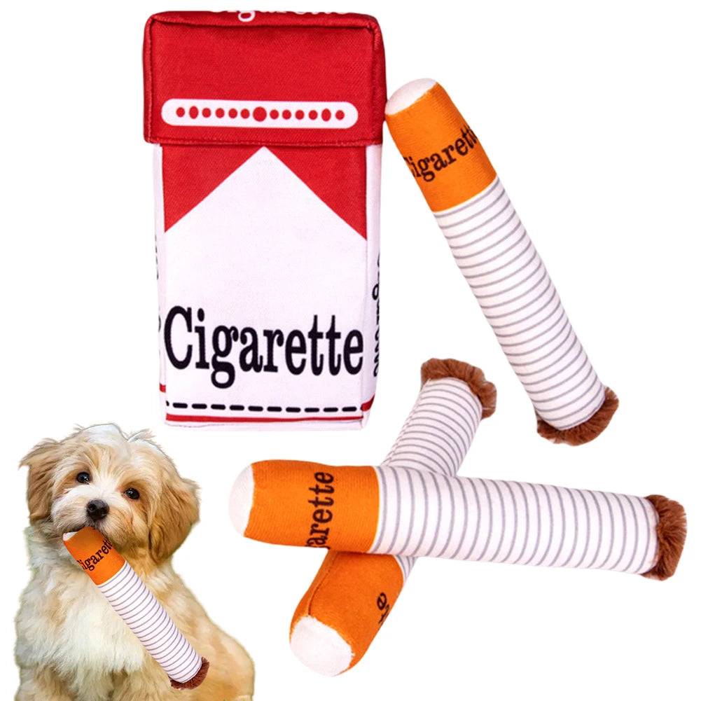Cigarettes Dog Toy Dog Teething Toys Interactive Squeaky Cigar Toy Novelty Imitation Cigar Chew Toy for Small Medium Dogs