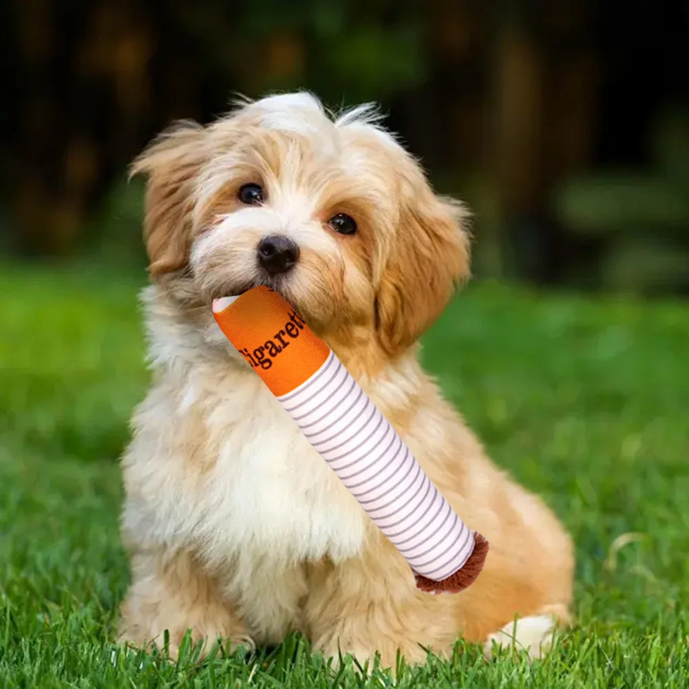 Cigarettes Dog Toy Dog Teething Toys Interactive Squeaky Cigar Toy Novelty Imitation Cigar Chew Toy for Small Medium Dogs
