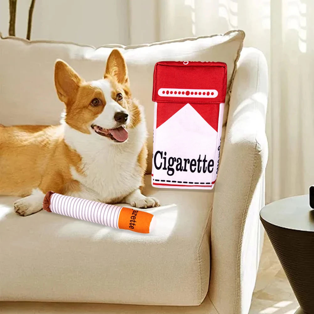 Cigarettes Dog Toy Dog Teething Toys Interactive Squeaky Cigar Toy Novelty Imitation Cigar Chew Toy for Small Medium Dogs