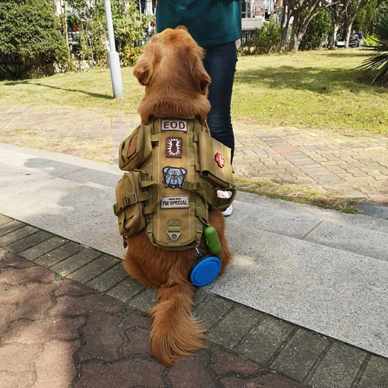 Tactical Vest Dog Clothing Large Dog Pet Chest Harness Vest Style Vest Detachable Outdoor Portable Comfortable Neck Protection