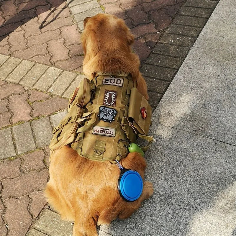Tactical Vest Dog Clothing Large Dog Pet Chest Harness Vest Style Vest Detachable Outdoor Portable Comfortable Neck Protection