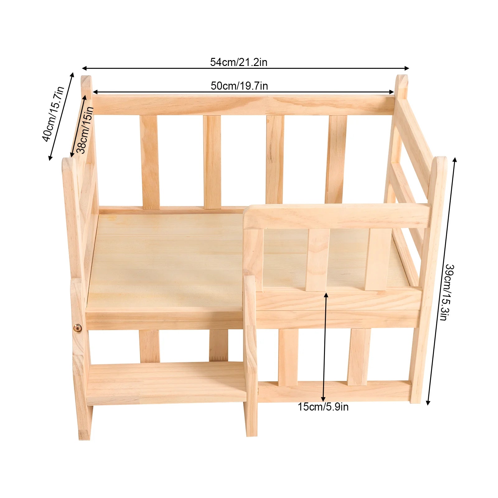 Solid Wood Pet Bed, Wooden Dog Bed Frame, Dog Kennel Furniture, Dog Bed Stand for Cats, Small Teddies, Bichon Rectangular