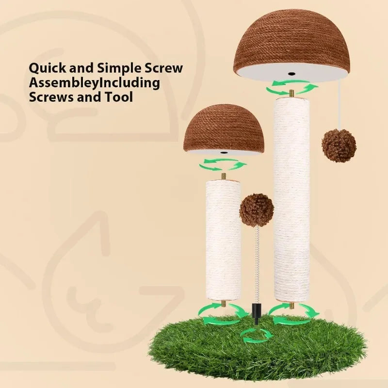 Cat Scratching Post Mushroom Natural Sisal Board Scratcher for Kitten Health and Good Behavior, Furniture Scratch Deterrent
